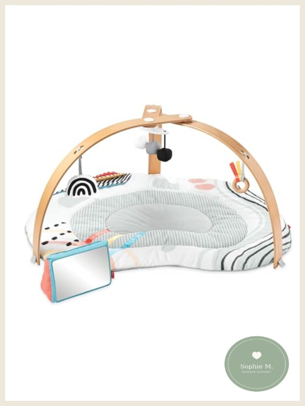 Montessori Baby Play Gym 3-in-1 Sensory Tummy Time Mat 4 Toys